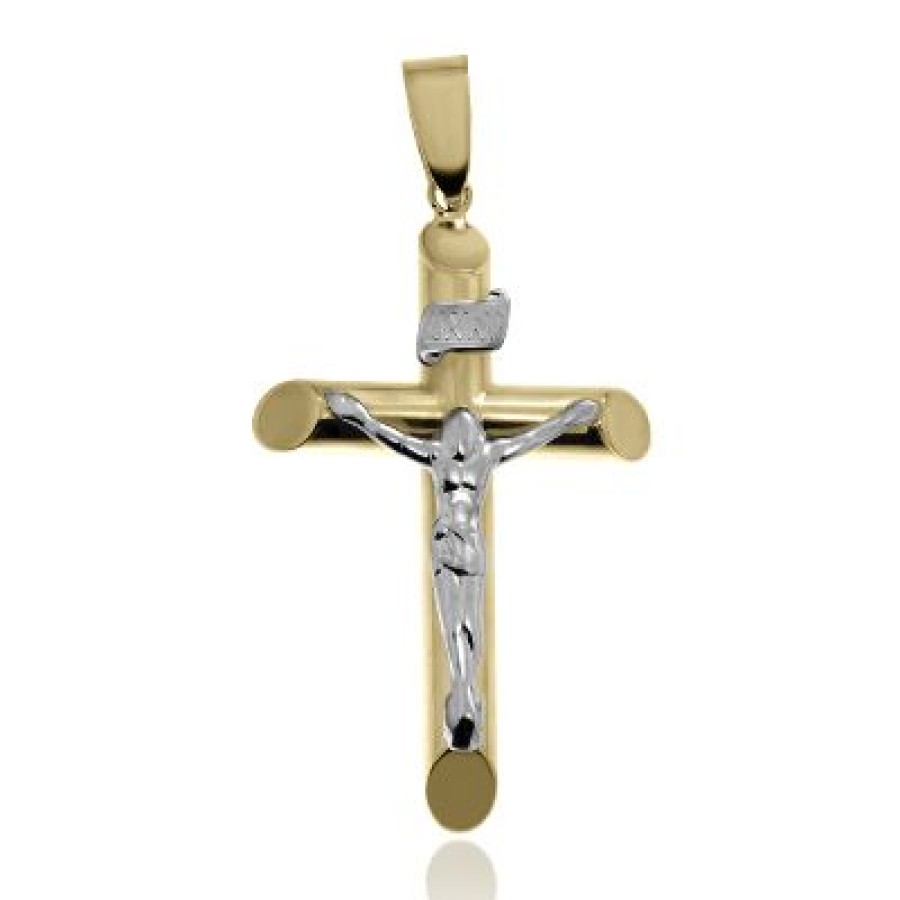 Joyeria Fina GVR | Cruz Oro Amarillo Y Blanco 14K