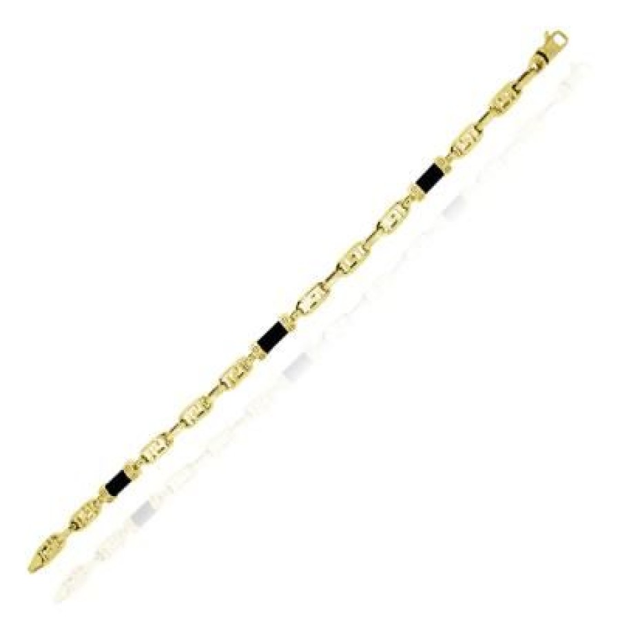 Joyeria Fina GVR | Pulsera Oro 14K Con Acrilico Negro