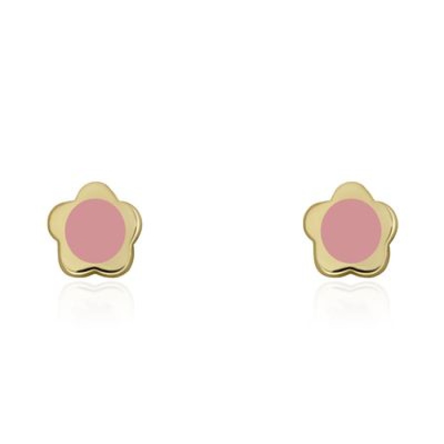 Joyeria Fina GVR | Broquel Margarita Oro 14K Con Coral