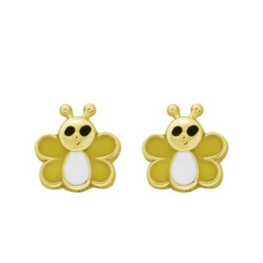 Joyeria Fina GVR | Broqueles Mariposa Oro Con Esmatle Jl940