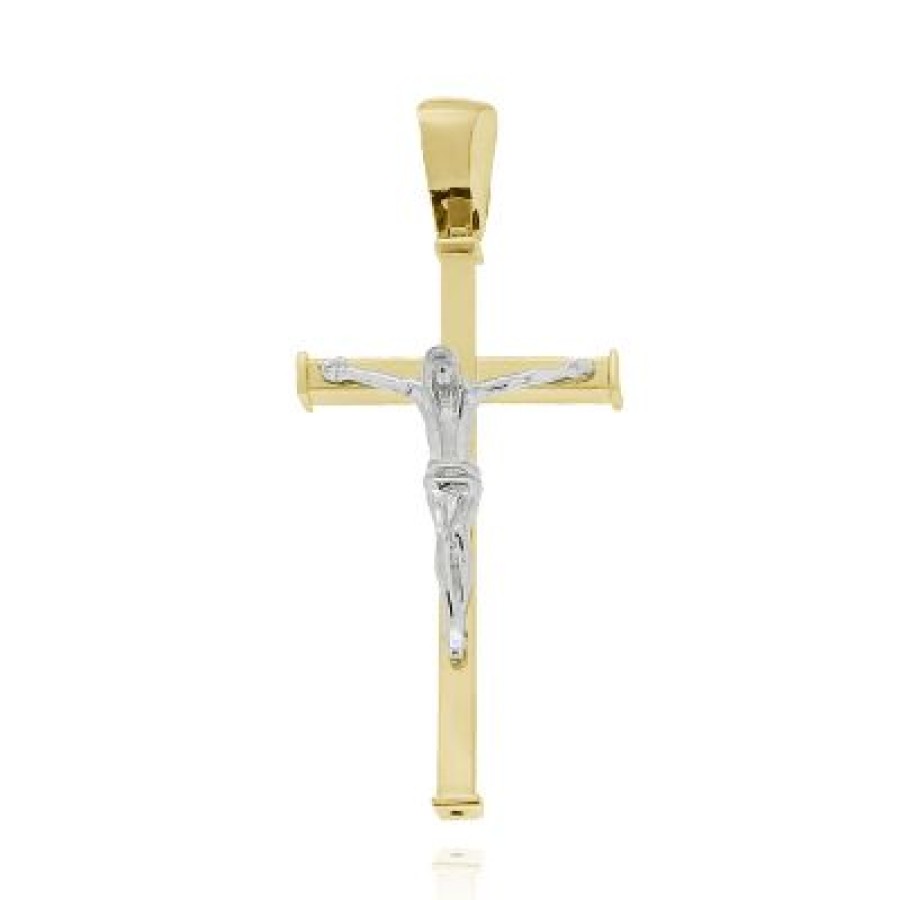 Joyeria Fina GVR | Cruz Con Cristo Oro Bicolor 14K