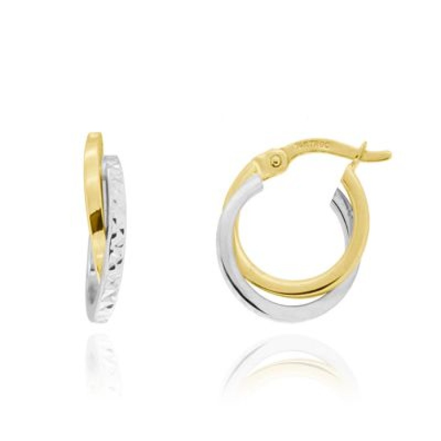 Joyeria Fina GVR | Arracadas Oro Amarillo Y Blanco 14K