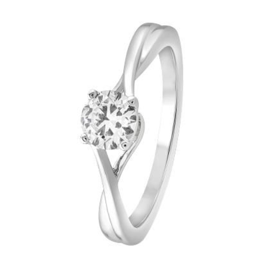 Joyeria Fina GVR | Anillo Compromiso Oro Bco Con Diamante La Oro Blanco