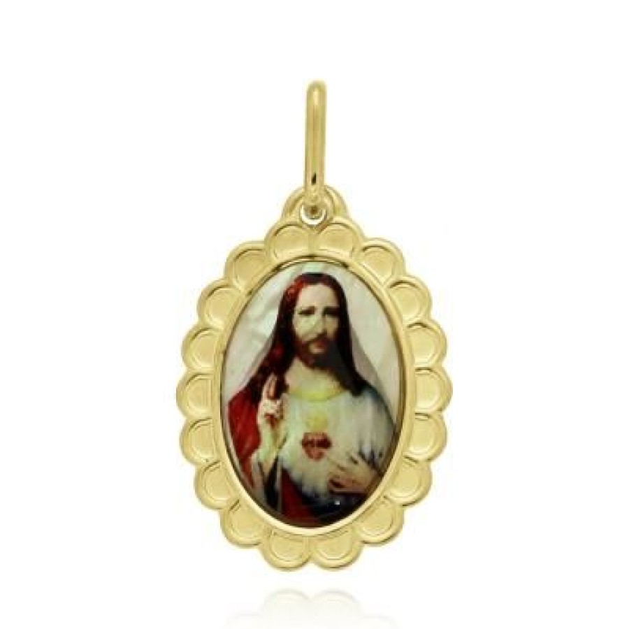 Joyeria Fina GVR | Medalla Sagrado Corazon De Jesus Oro 14K