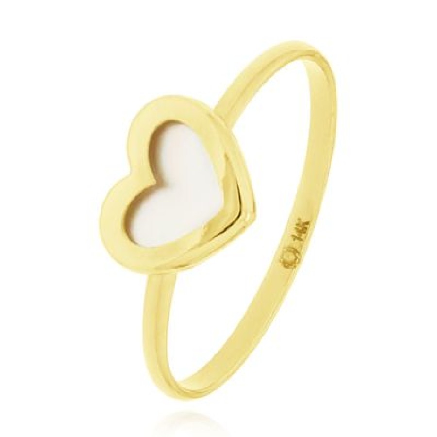 Joyeria Fina GVR | Anillo Corazon Oro 14K Con Nacar Ra112