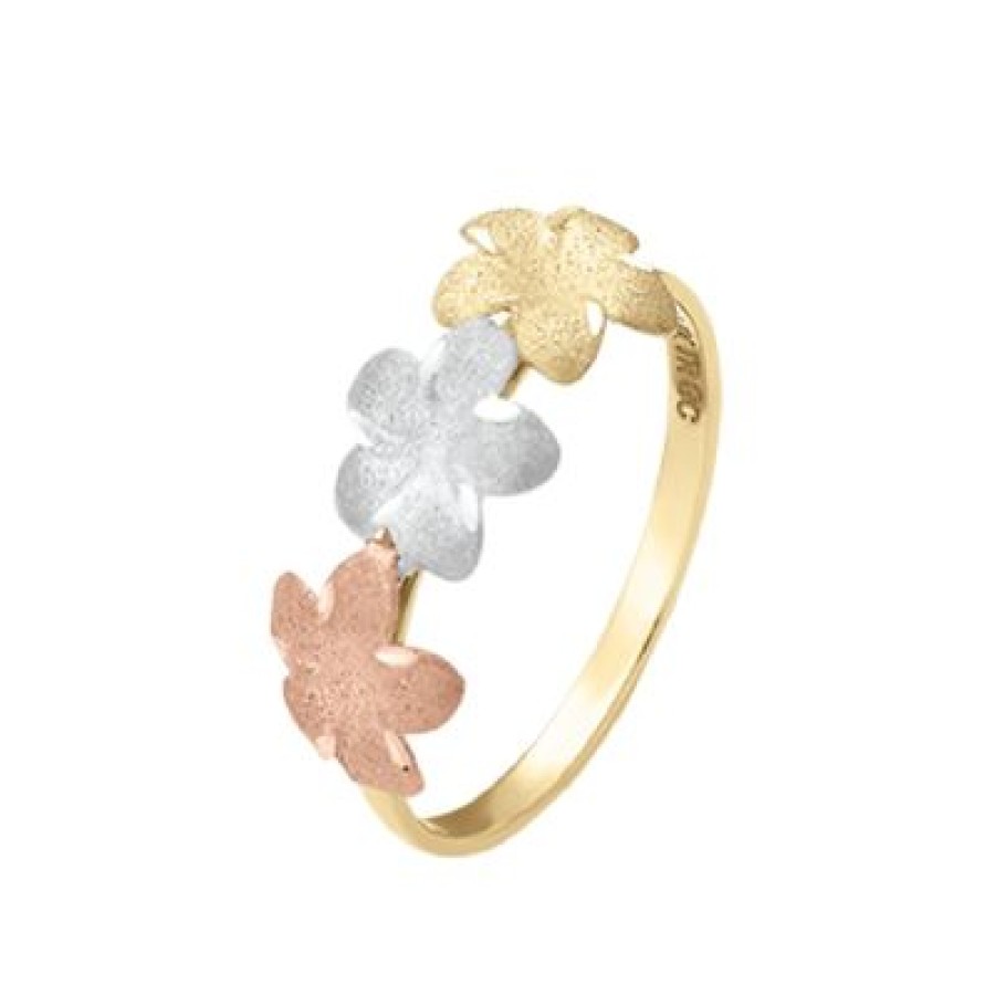 Joyeria Fina GVR | Anillo Dama Flores 14K Oro Florentino