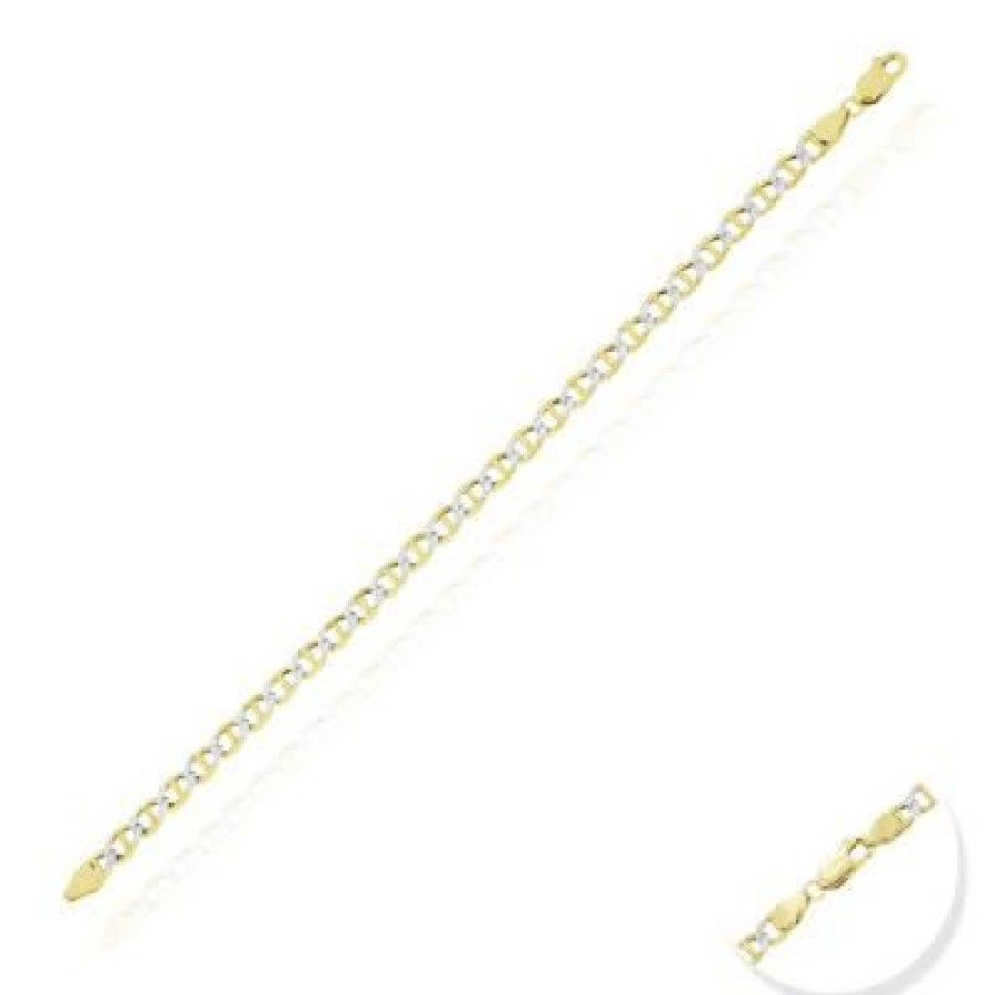 Joyeria Fina GVR | Pulsera Traversino Oro 14K Oro Amarillo Y Blanco