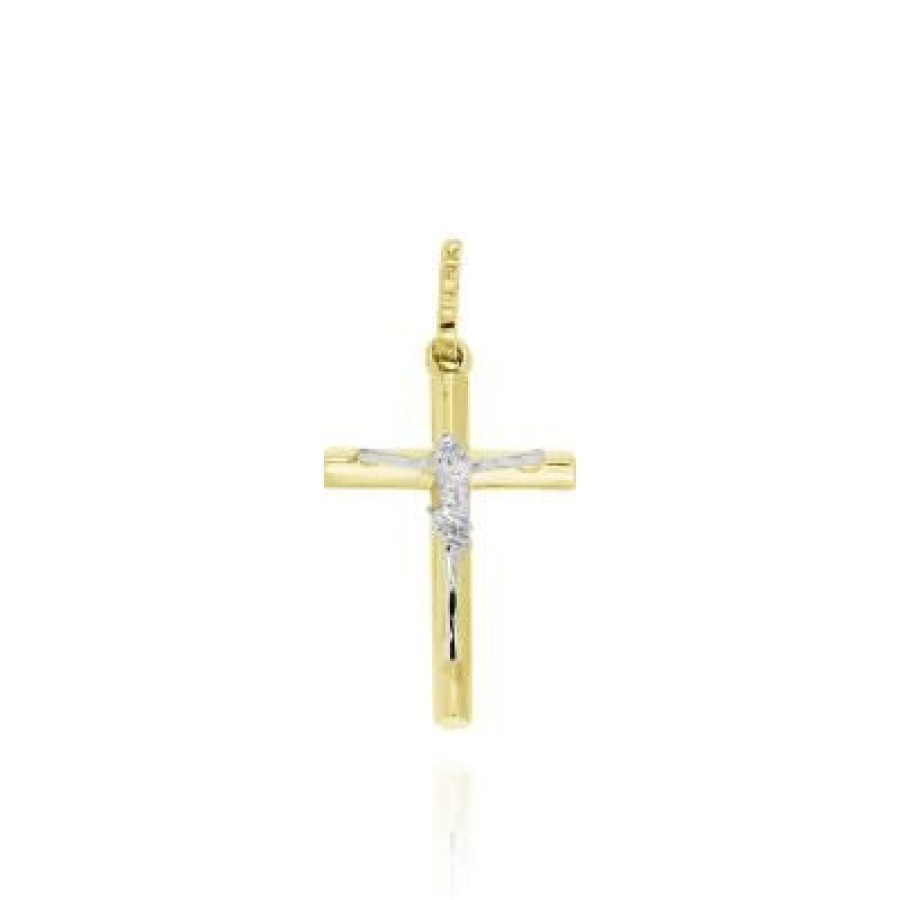 Joyeria Fina GVR | Cruz Con Cristo Oro Bicolor 14K Jl634