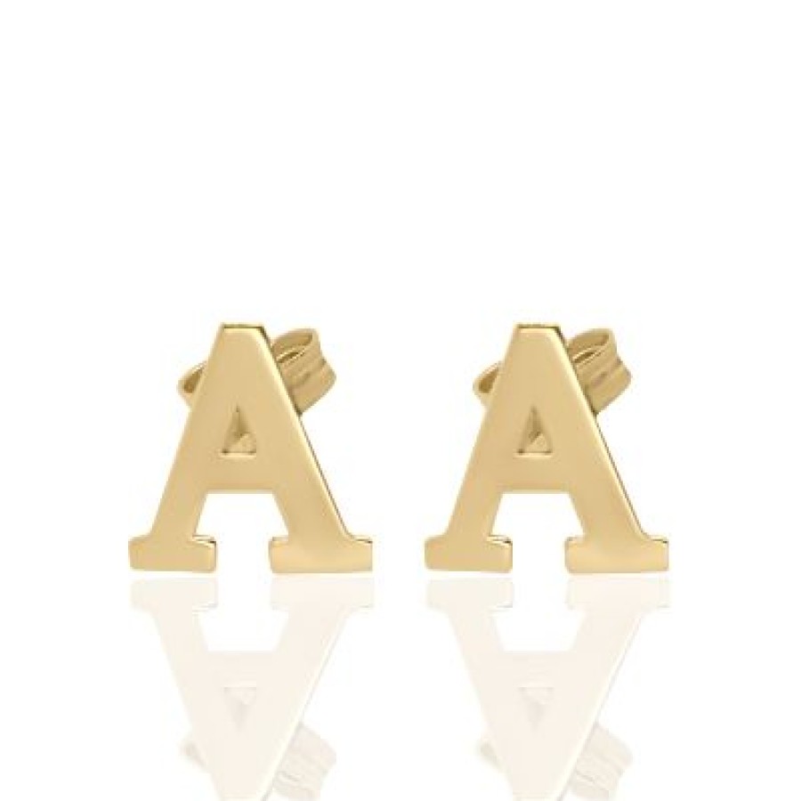 Joyeria Fina PERSONALIZADO | Aretes Con Inicial Lyrics Oro 14K Oro Amarillo