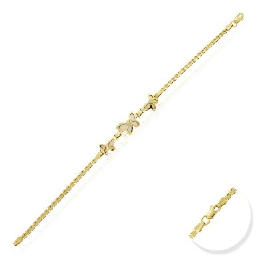 Joyeria Fina GVR | Pulsera Dama Mariposas Oro Florentino 14