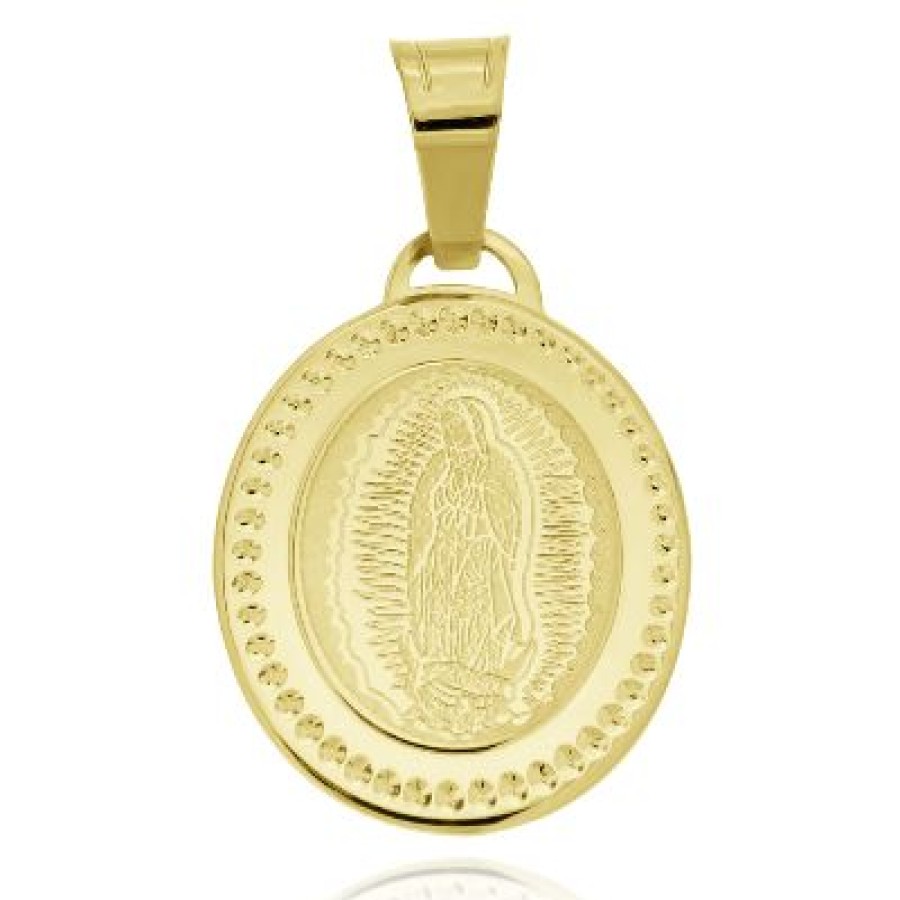 Joyeria Fina GVR | Medalla Virgen Gpe Oro 14K Bisel Diamant