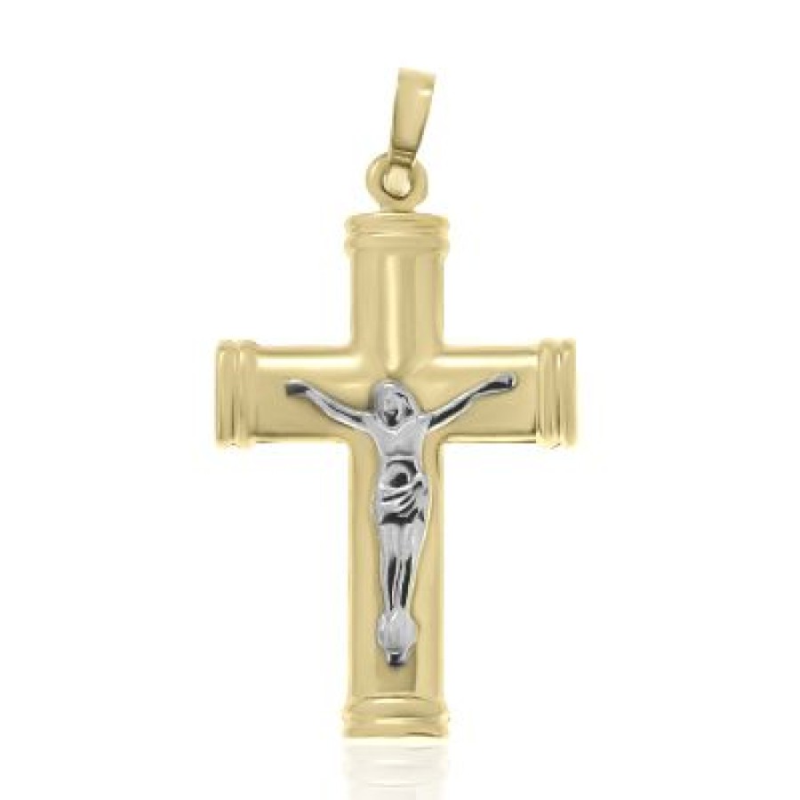 Joyeria Fina GVR | Cruz Oro Amarillo Y Blanco 14K