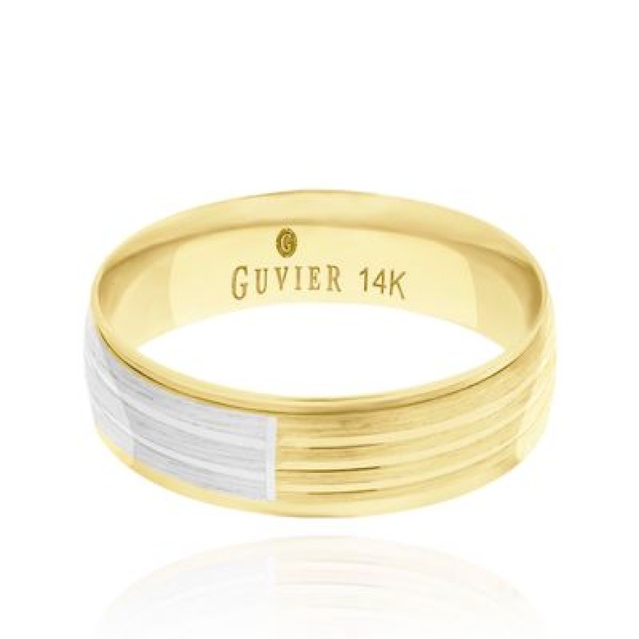 Joyeria Fina PEDIDO | Argolla Guvier Oro 14K 6Mm 4 Oro Amarillo Y Blanco