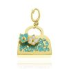 Joyeria Fina GVR | Dije Bolsa Flores Esmalte De Color Oro 14K Oro Amarillo