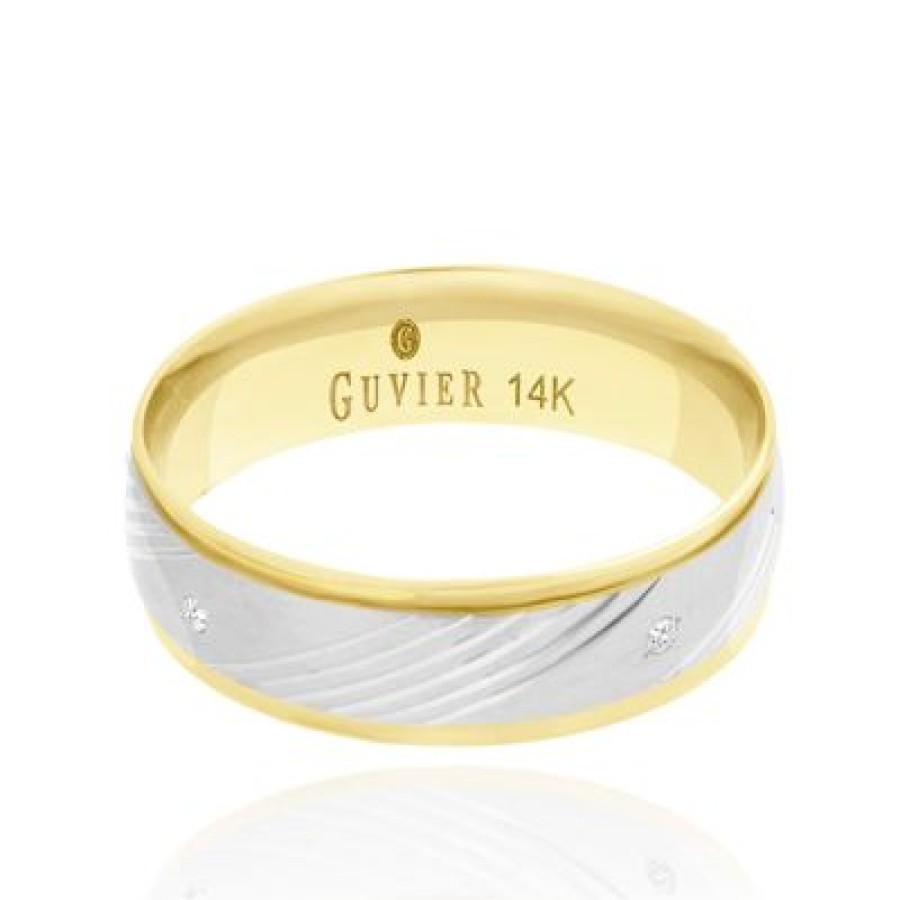 Joyeria Fina PEDIDO | Argolla Guvier Oro 14K 6Mm 4 Oro Amarillo Y Blanco