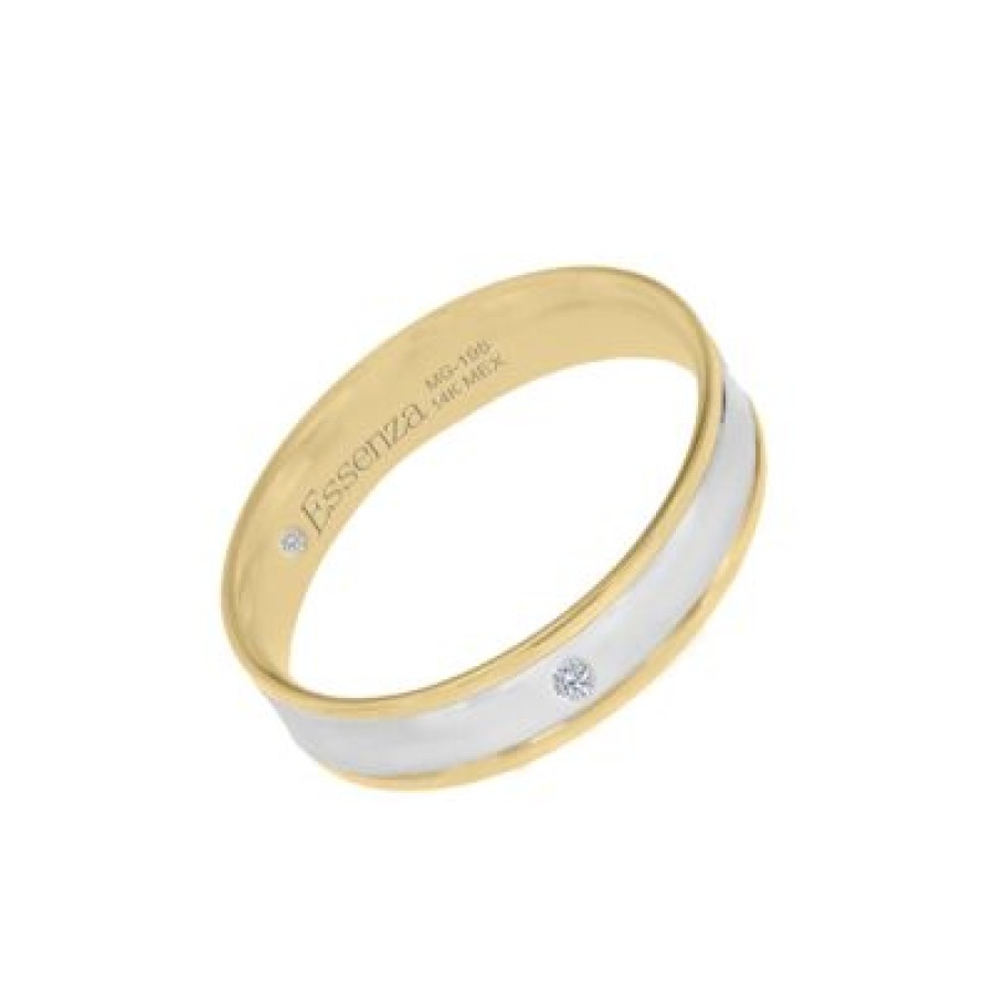 Joyeria Fina PEDIDO | Argolla Luz Oro 14K Con 1 Punto Oro Amarillo Y Blanco