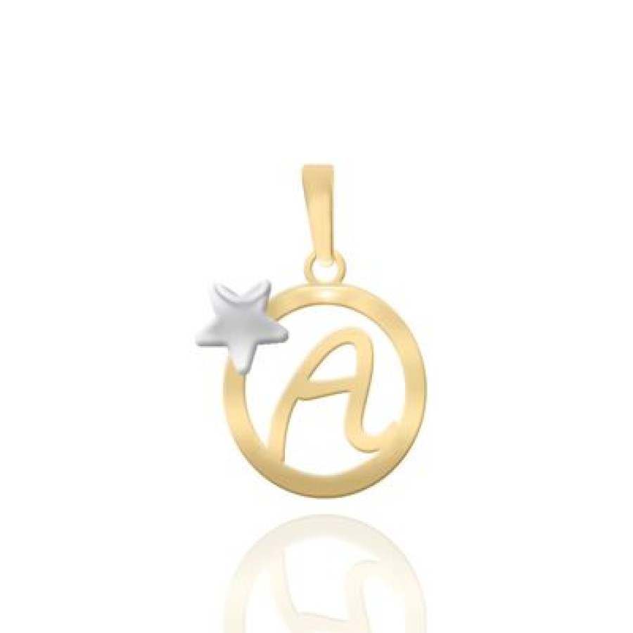 Joyeria Fina PEDIDO | Inicial Malaga Oro 14K Oro Amarillo Y Blanco