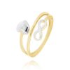 Joyeria Fina GVR | Anillo Espiral Infinito Corazon Jd172 Oro Amarillo Y Blanco