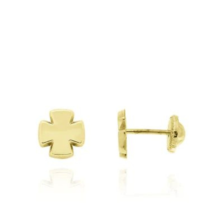 Joyeria Fina GVR | Broqueles Cruz Oro 14K