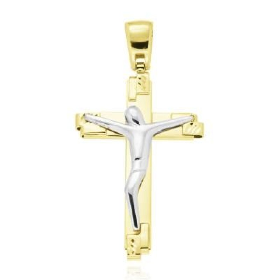 Joyeria Fina GVR | Cruz Con Cristo Oro Bicolor Di2110