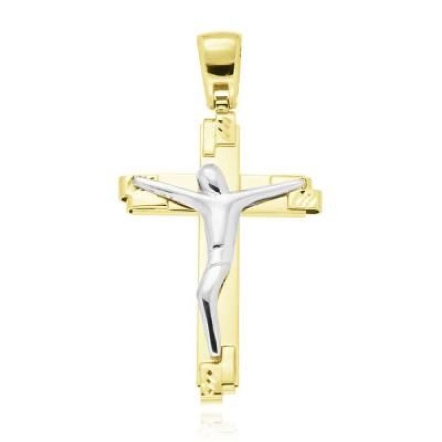 Joyeria Fina GVR | Cruz Con Cristo Oro Bicolor Di2110