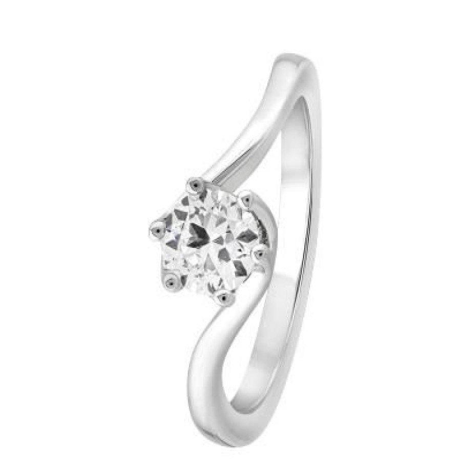 Joyeria Fina GVR | Anillo Compromiso Oro Bco Con Diamante La Oro Blanco