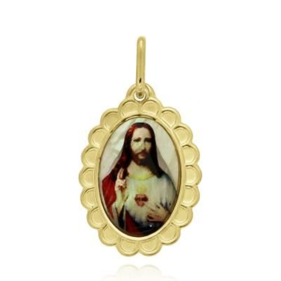 Joyeria Fina GVR | Medalla Sagrado Corazon De Jesus Oro 14K