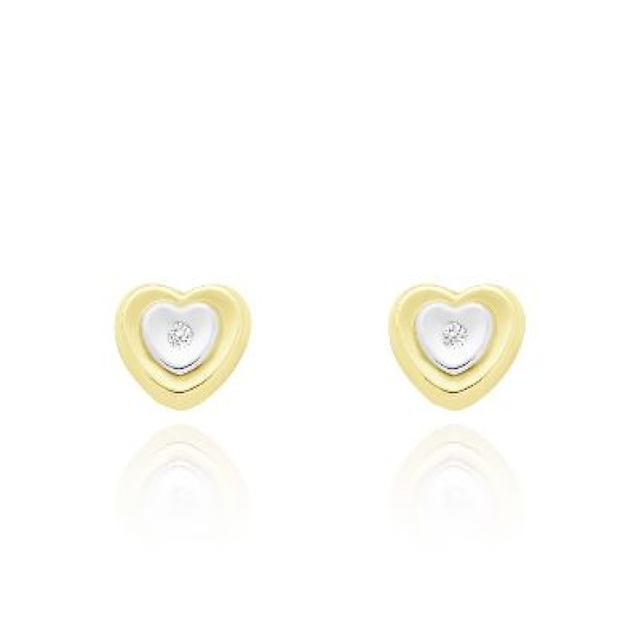 Joyeria Fina GVR | Broqueles Oro Bicolor 14K Con Dte