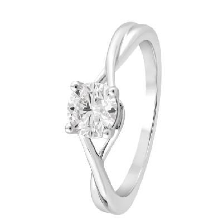 Joyeria Fina GVR | Anillo Compromiso Oro Bco Con Diamante La Oro Blanco