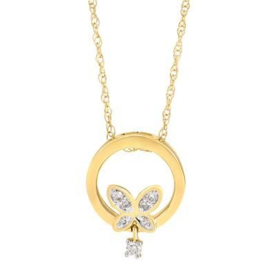 Joyeria Fina GVR | Dije Mariposa C/Cad Oro Blanco Con Diamante Rn633