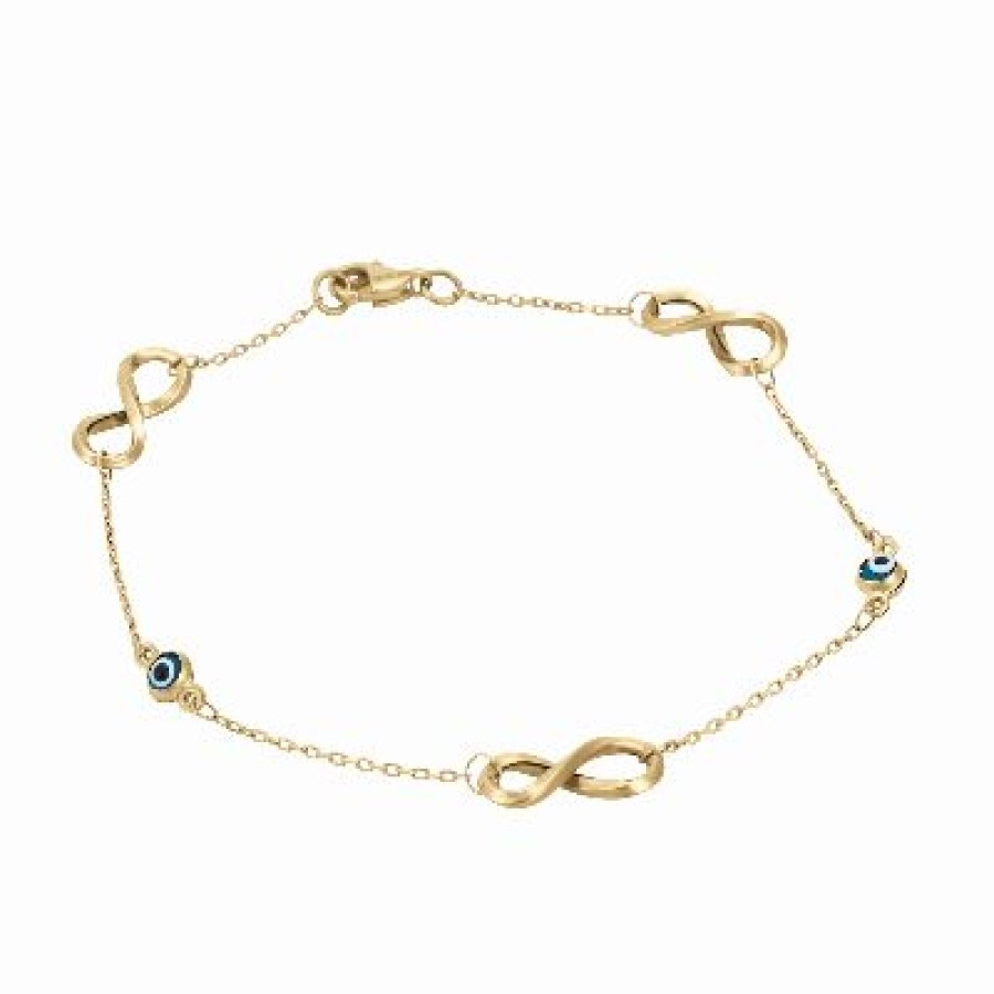 Joyeria Fina GVR | Pulsera Dama Ojos E Infinito Oro 14K