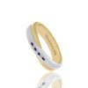 Joyeria Fina PEDIDO | Argolla Amaya 7Mm Oro 14K Con Zafiros Oro Amarillo Y Blanco