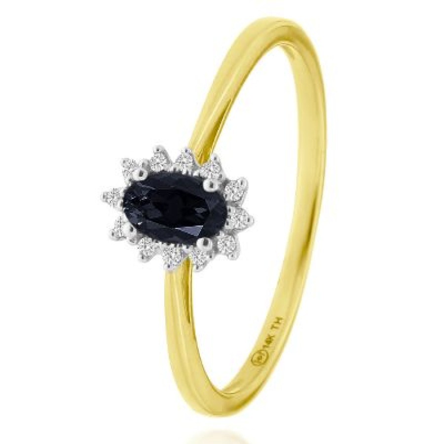 Joyeria Fina GVR | Anillo Oro Bicolor 14K Con Dte Y Zafiro Oro Amarillo Y Blanco