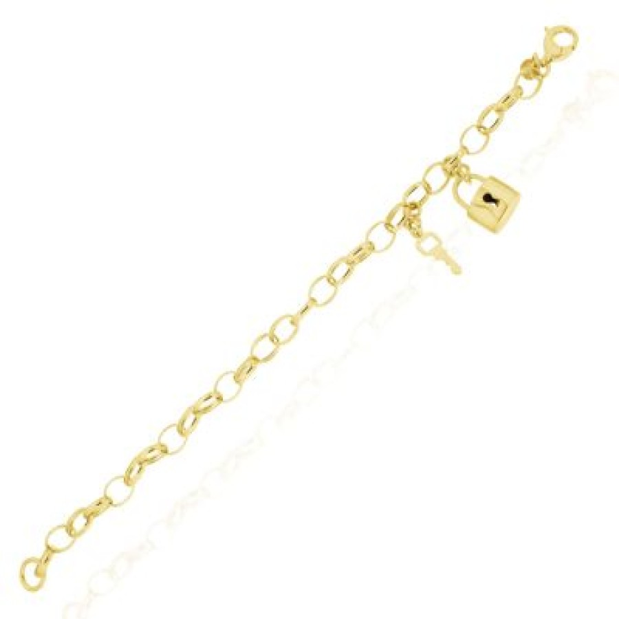 Joyeria Fina GVR | Pulsera Candado Y Llave Oro Ma112