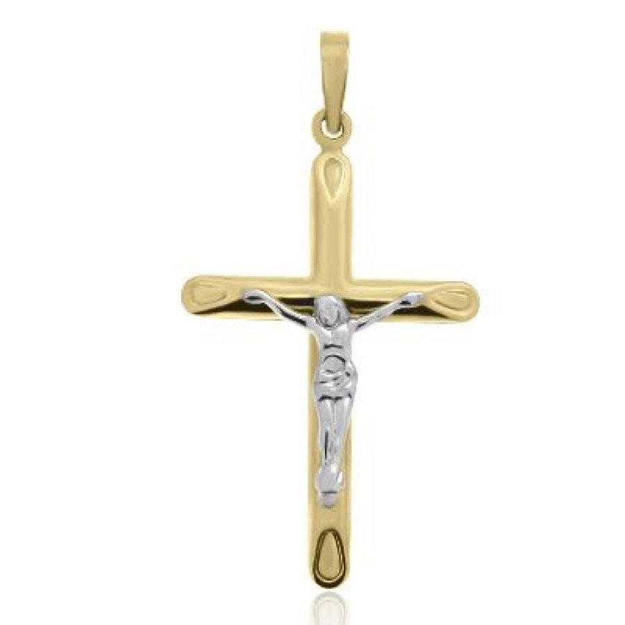 Joyeria Fina GVR | Cruz Oro Amarillo Y Blanco 14K