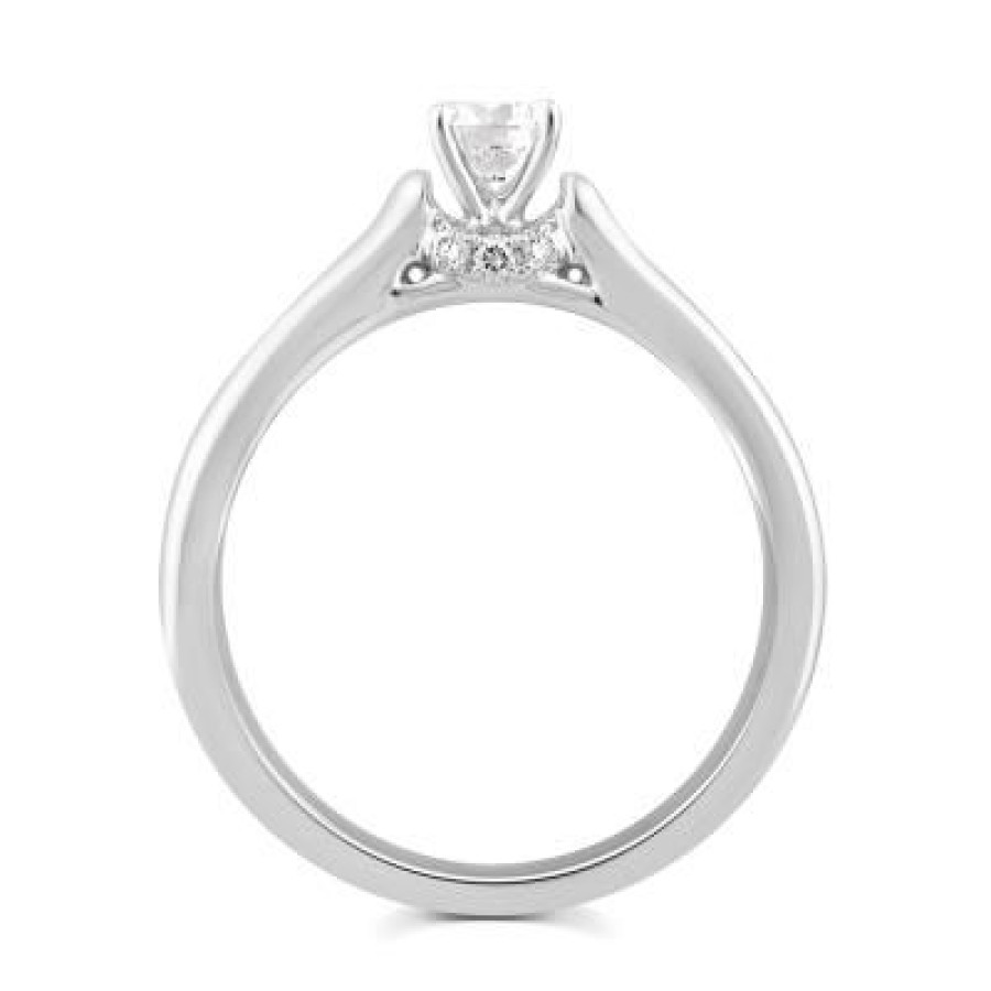 Joyeria Fina GVR | Anillo De Compromiso Oro Bco Con Diamante Oro Blanco