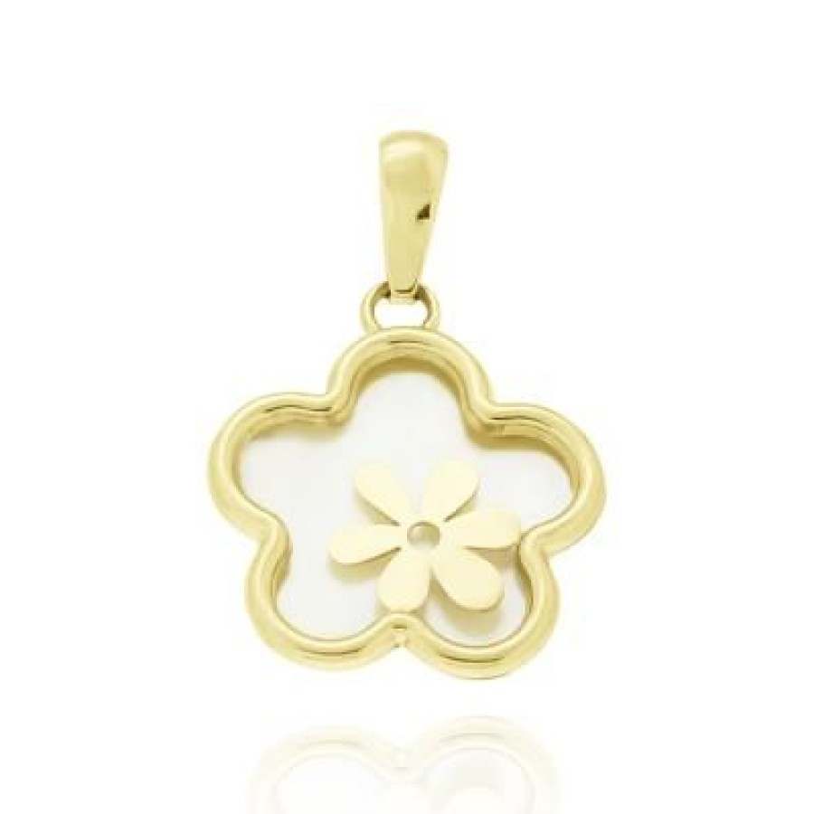 Joyeria Fina GVR | Dije Flor Oro Con Madreperla Jl929