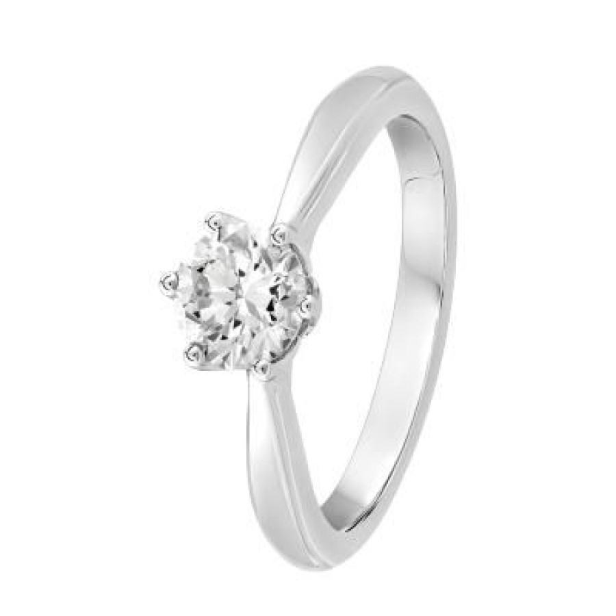 Joyeria Fina GVR | Anillo Compromiso Oro Bco Con Diamante La Oro Blanco