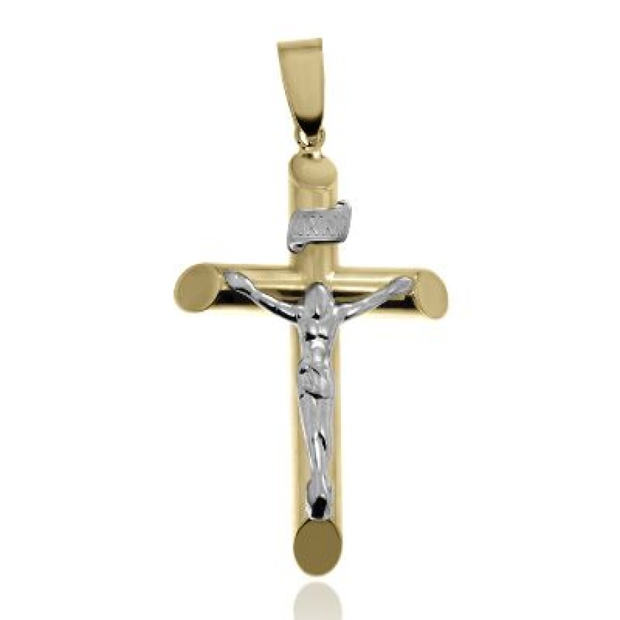 Joyeria Fina GVR | Cruz Oro Amarillo Y Blanco 14K