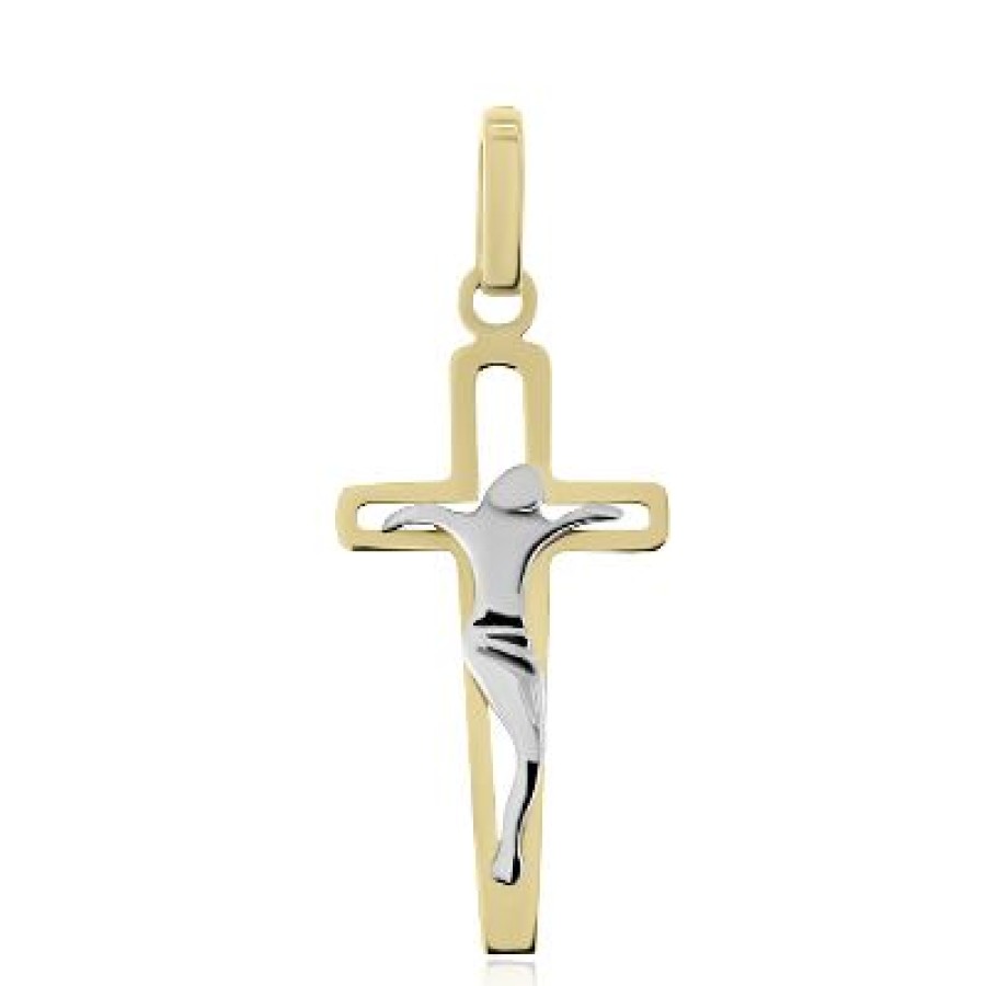 Joyeria Fina GVR | Cruz Con Cristo Oro Bicolor 14K