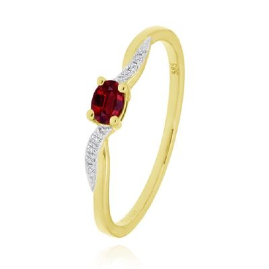 Joyeria Fina GVR | Anillo Oro 14K Con Diamante Y Gema Ea112 Oro Amarillo