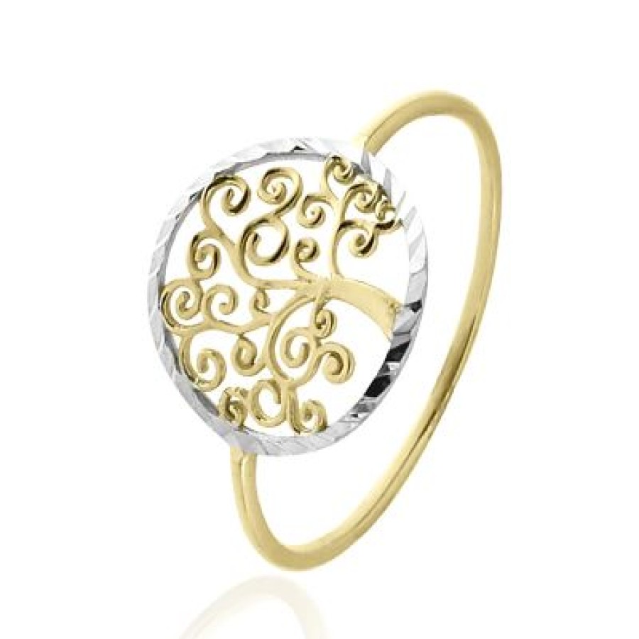 Joyeria Fina GVR | Anillo Dama Arbol De Vida Oro Bicolor 14