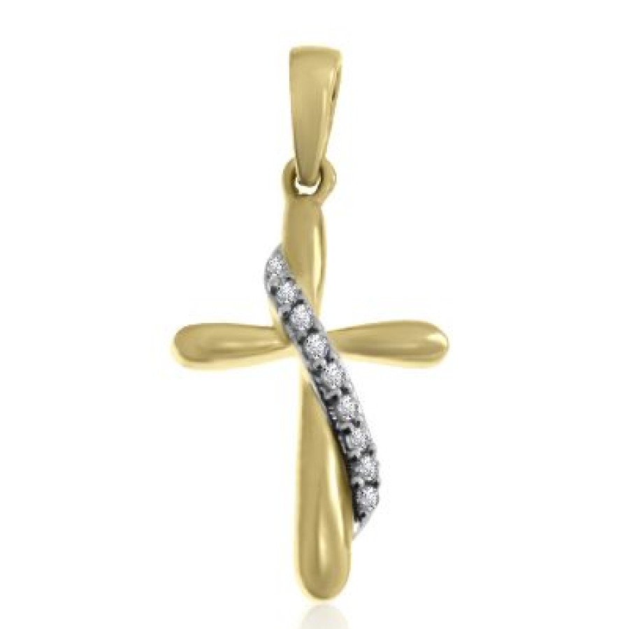 Joyeria Fina GVR | Cruz Oro 14K Con 5 Puntos De Diamante