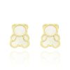 Joyeria Fina GVR | Aretes Osito Oro 14K Con Madreperla Jl12