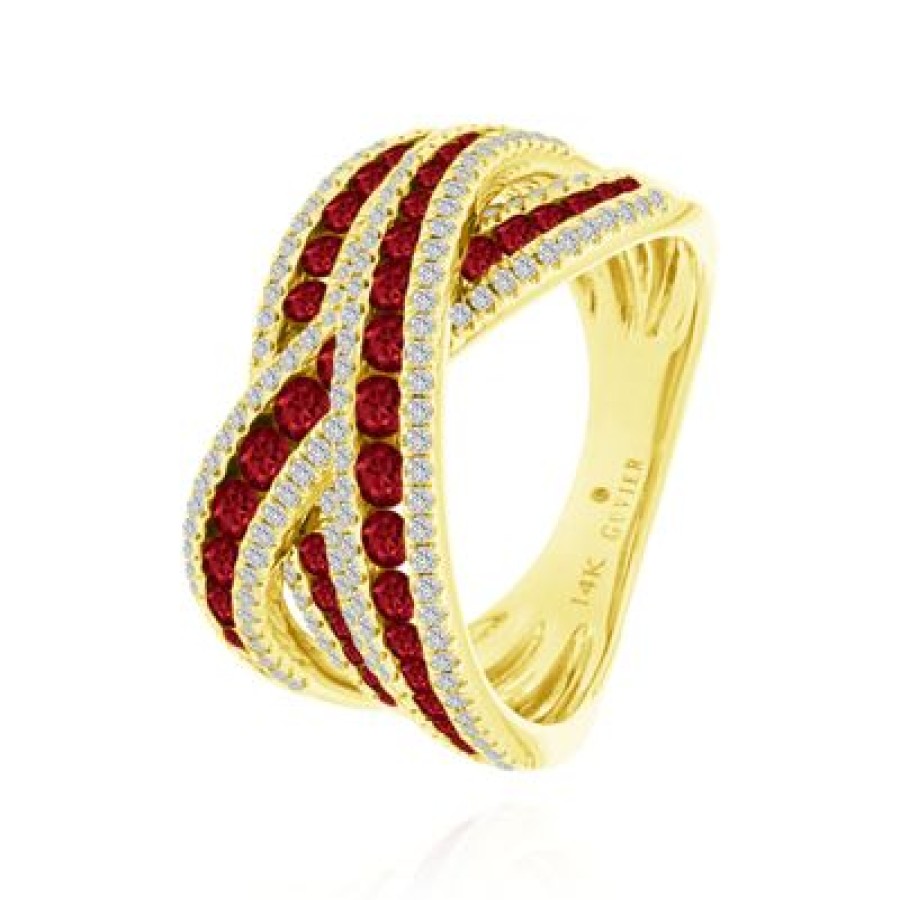 Joyeria Fina GVR | Anillo Oro 14K Con Dte Y Rubi Ca112 Oro Amarillo