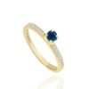 Joyeria Fina GVR | Anillo Oro Con Diamante Y Zafiro Oro Amarillo