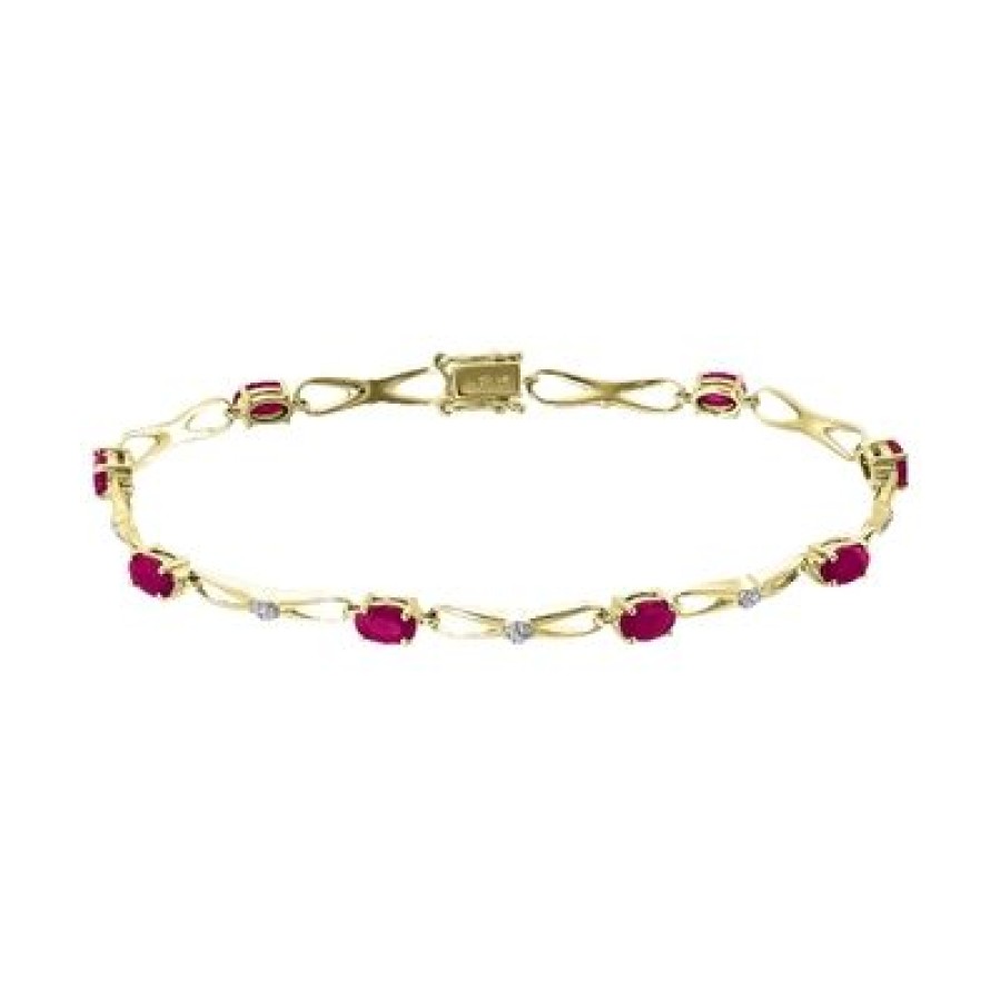 Joyeria Fina GVR | Pulsera Oro 14K Con Dte Y Rubi