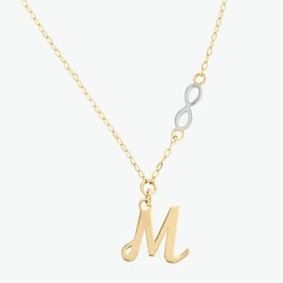 Joyeria Fina PERSONALIZADO | Inicial Con Cadena Irma Oro Bicolor 14K Oro Amarillo Y Blanco