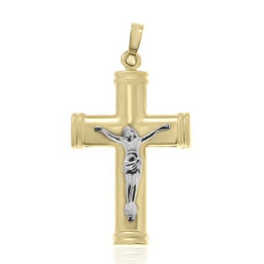 Joyeria Fina GVR | Cruz Oro Amarillo Y Blanco 14K