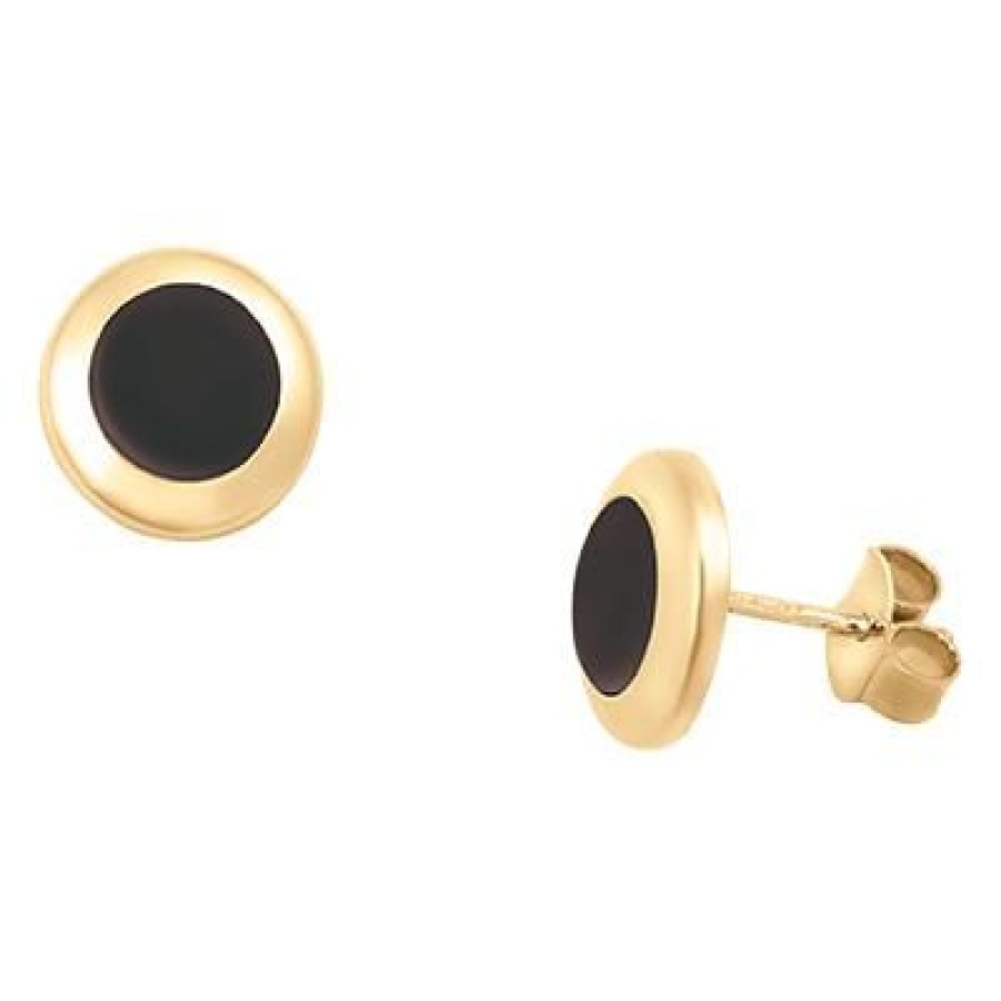 Joyeria Fina GVR | Broquel Plato Oro 14K Con Onix